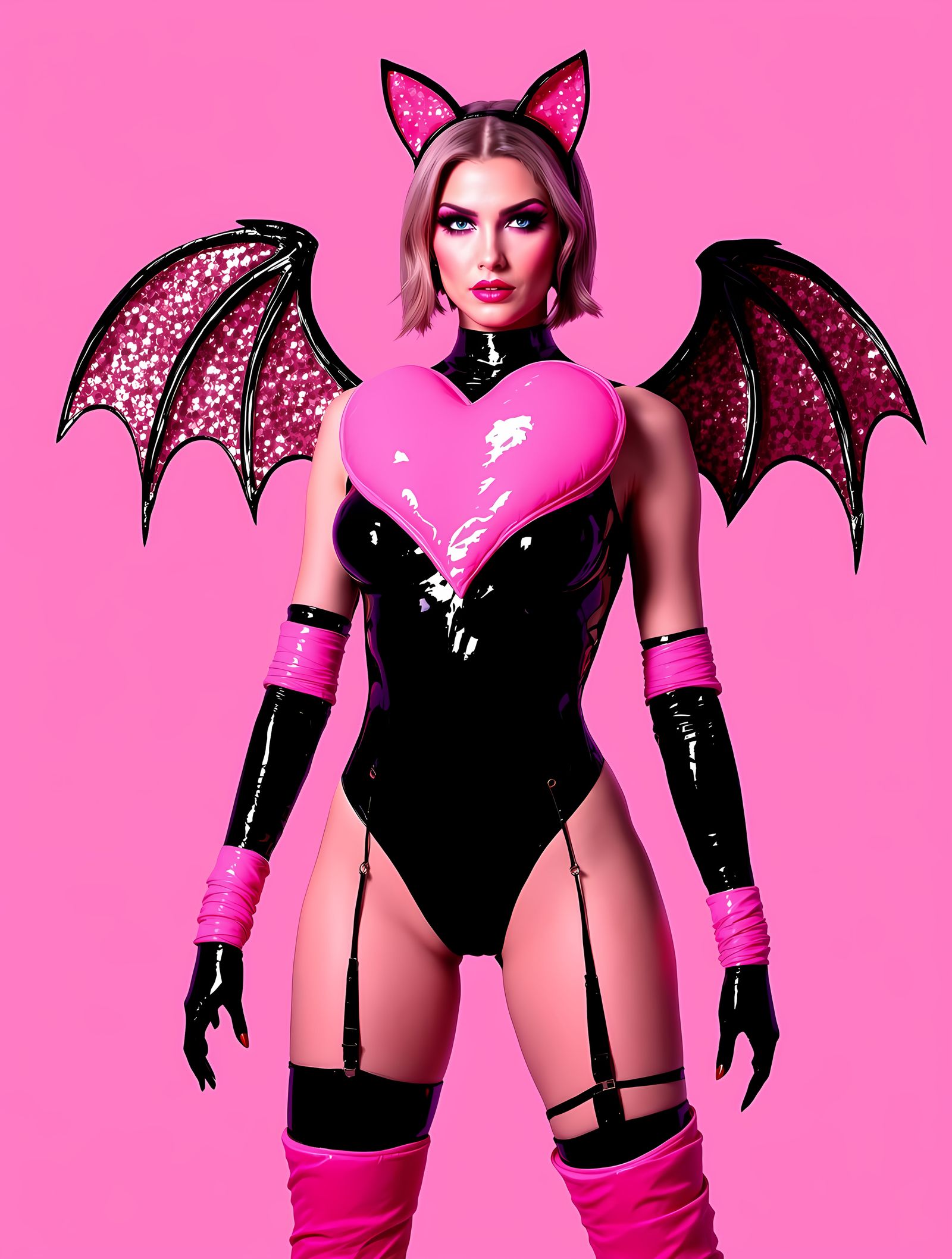 Glamorous Gothic Goddess with Heart-Shaped Armor