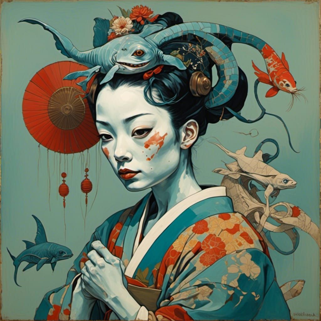 Beautiful Geisha Generated from Text Prompt