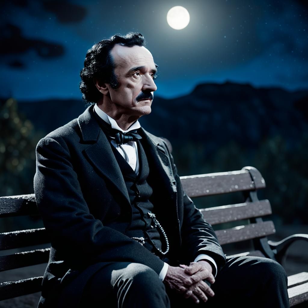 Edgar Allan Poe on the Moon: Cinematic Still