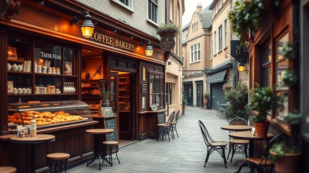 Cozy Vintage English Coffee Shop with Rustic Charm