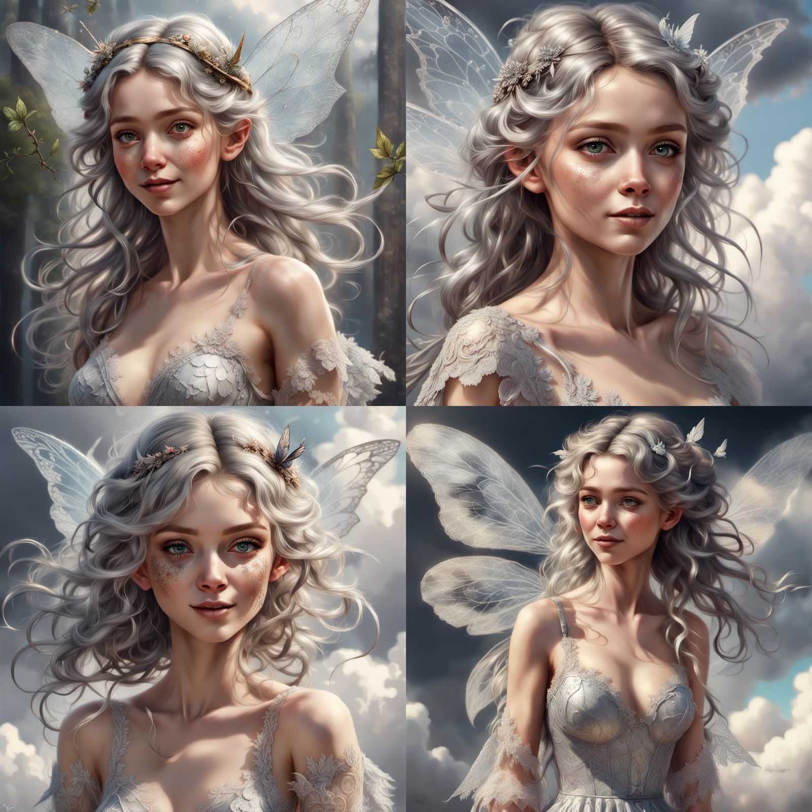 Happy Fairy Bride Portrait in Digital Art Style