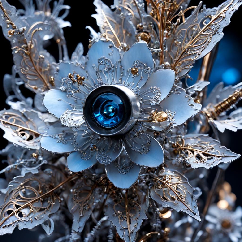 Whimsical Steampunk Flowers Bloom from Brass and Copper Core