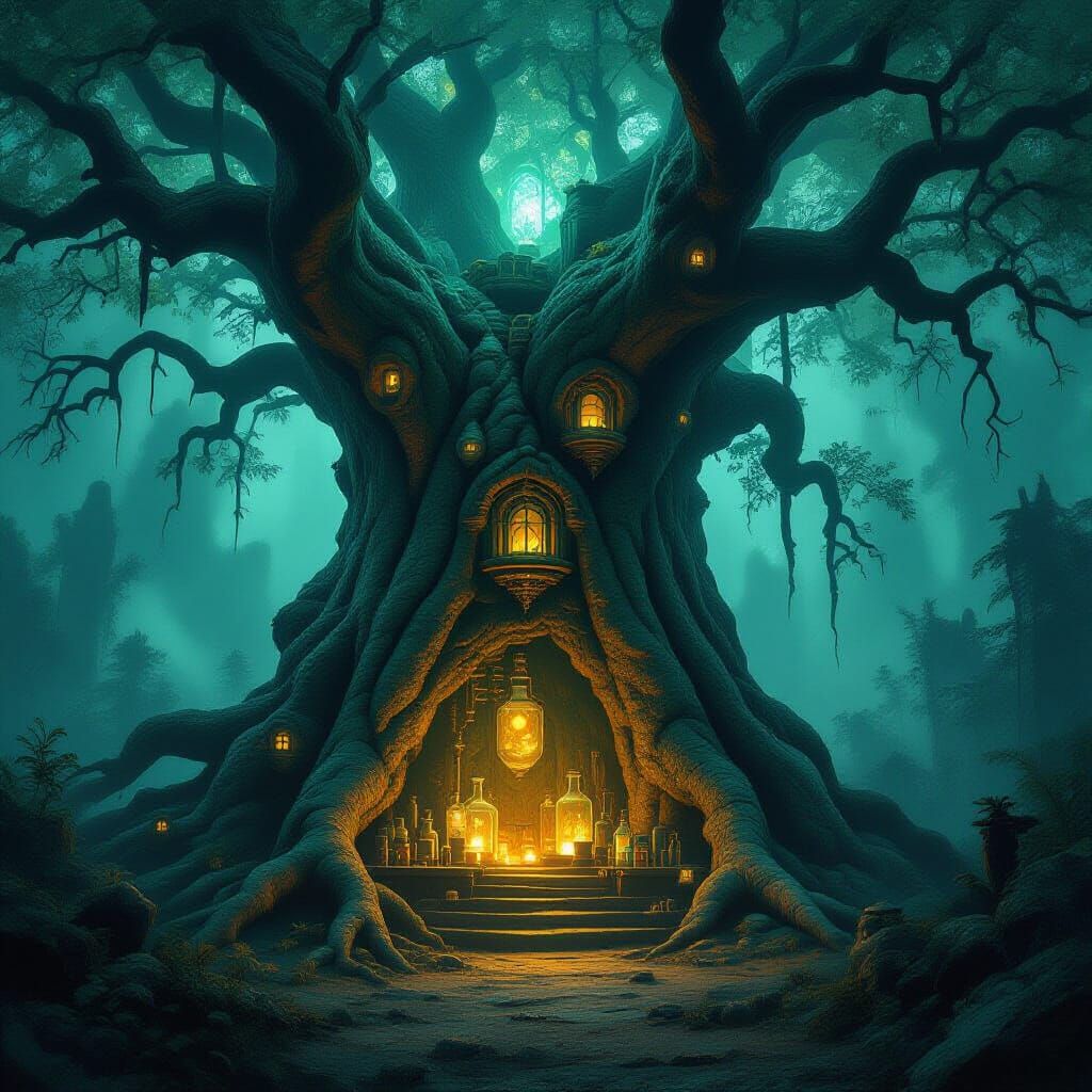 Ancient Tree Transformed Into A Secret Bioluminescent Lab