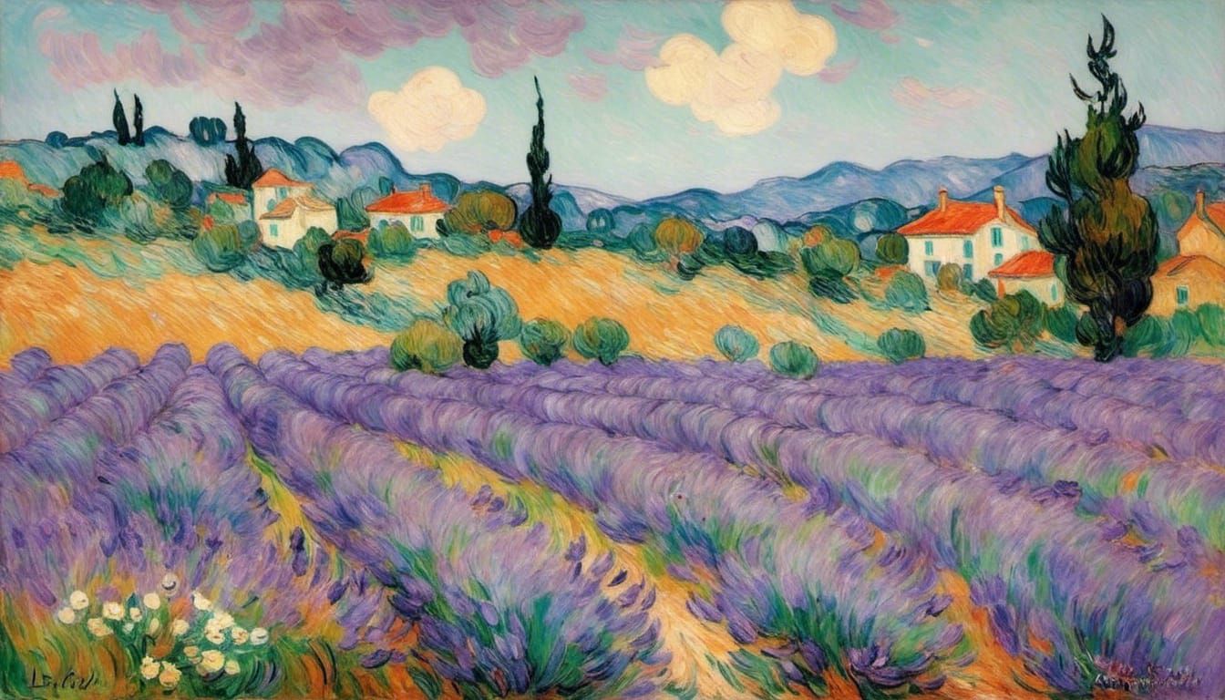 Lavender Fields in Impressionist Style