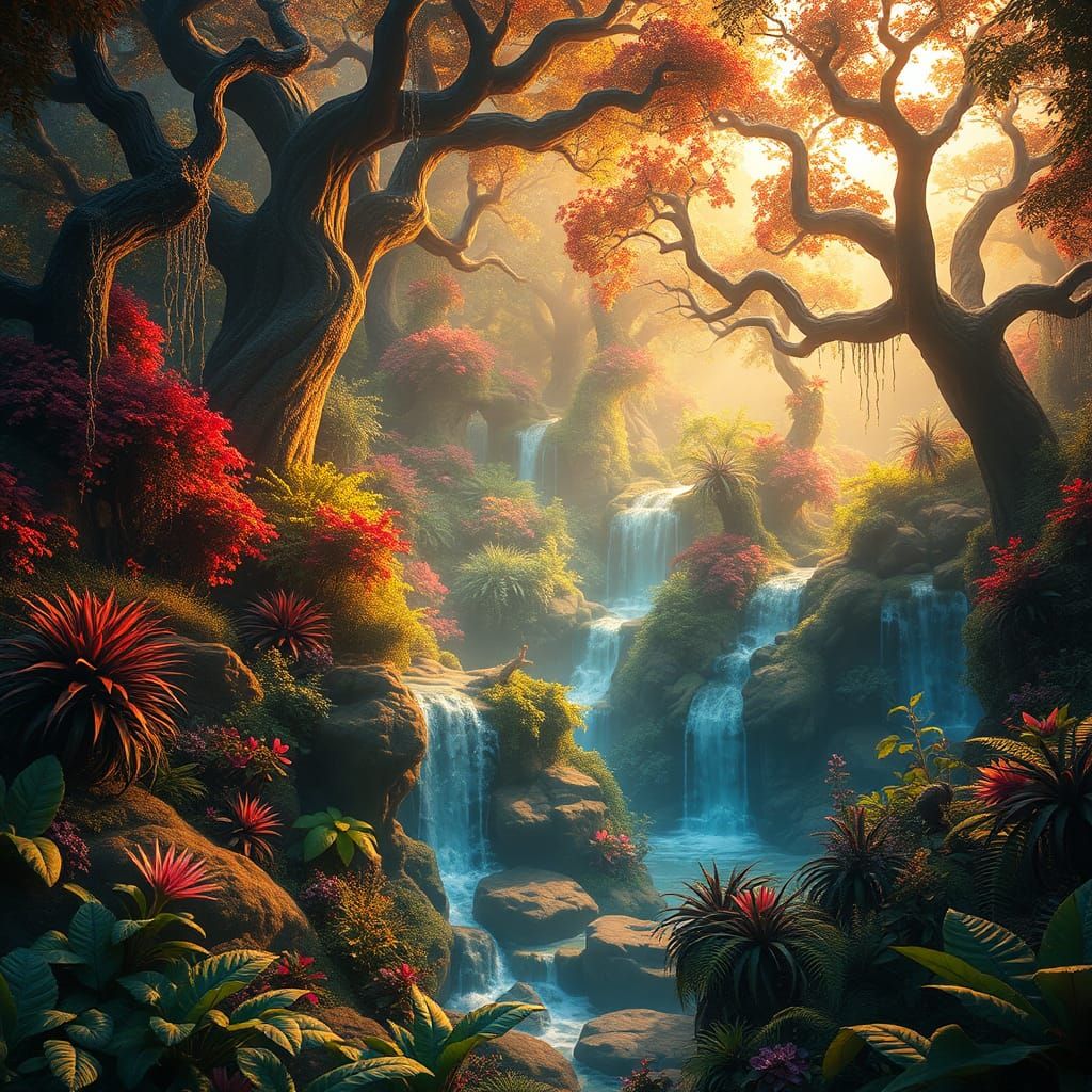 Luminous Garden of Eden in Matte Painting Style