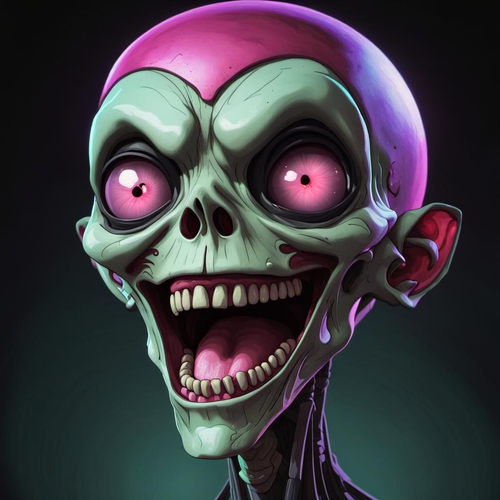 Creepy Close-Up of Invader Zim with X-Ray Filter