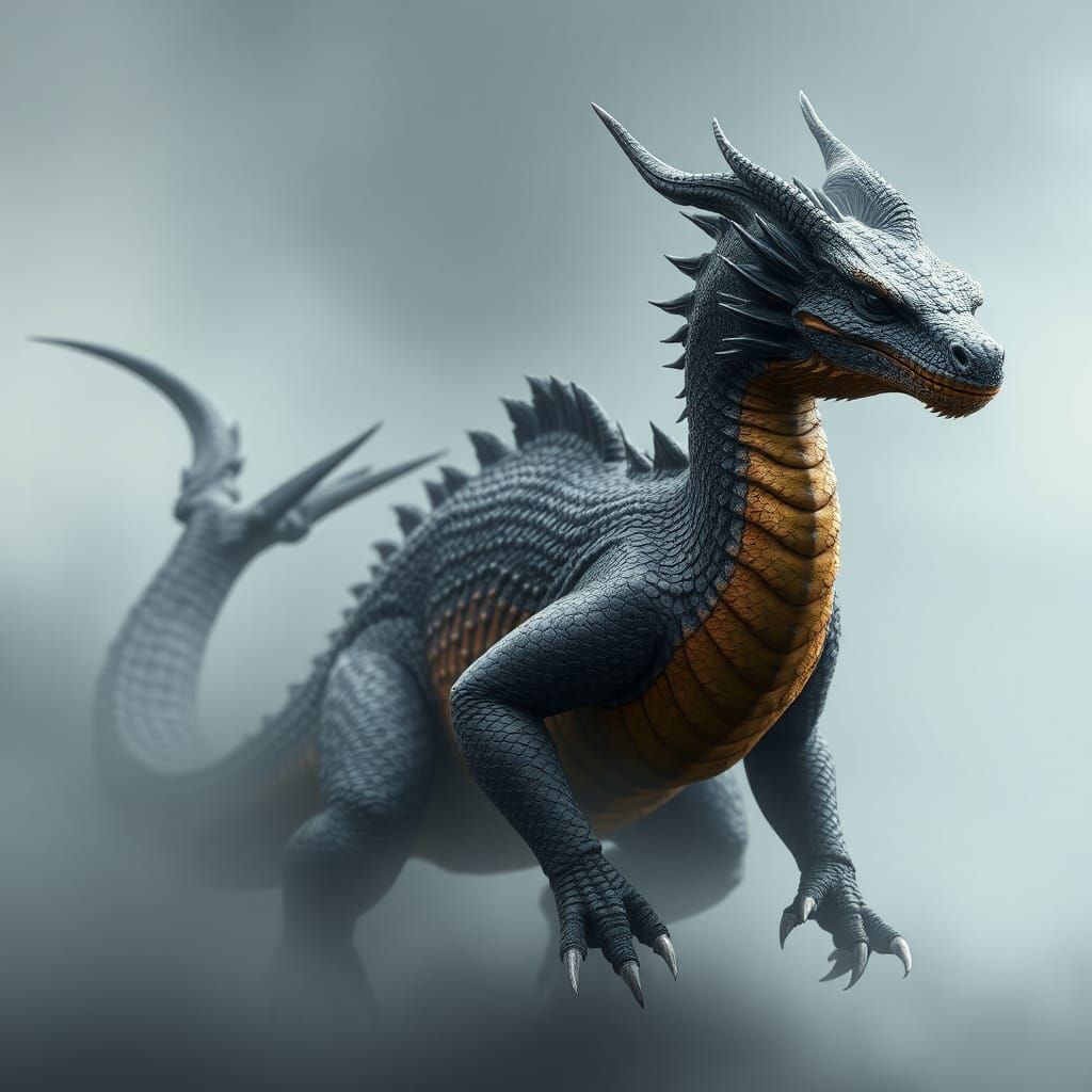 Majestic Water Dragon with Spined Crest: Fantasy Art