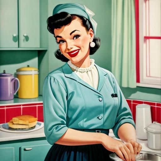 Grinning Fifties Housewife Portrait
