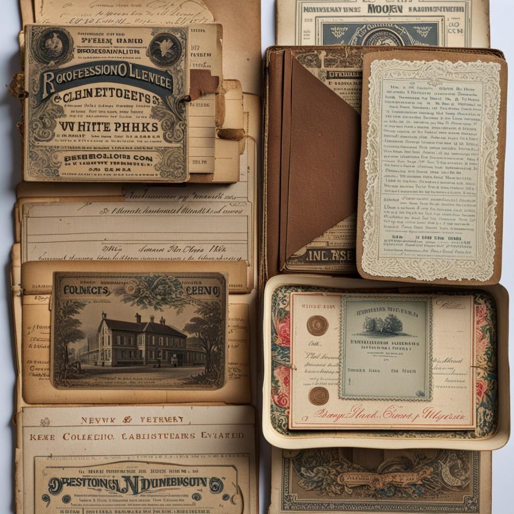 Curated Collection of Vintage Ephemera on White