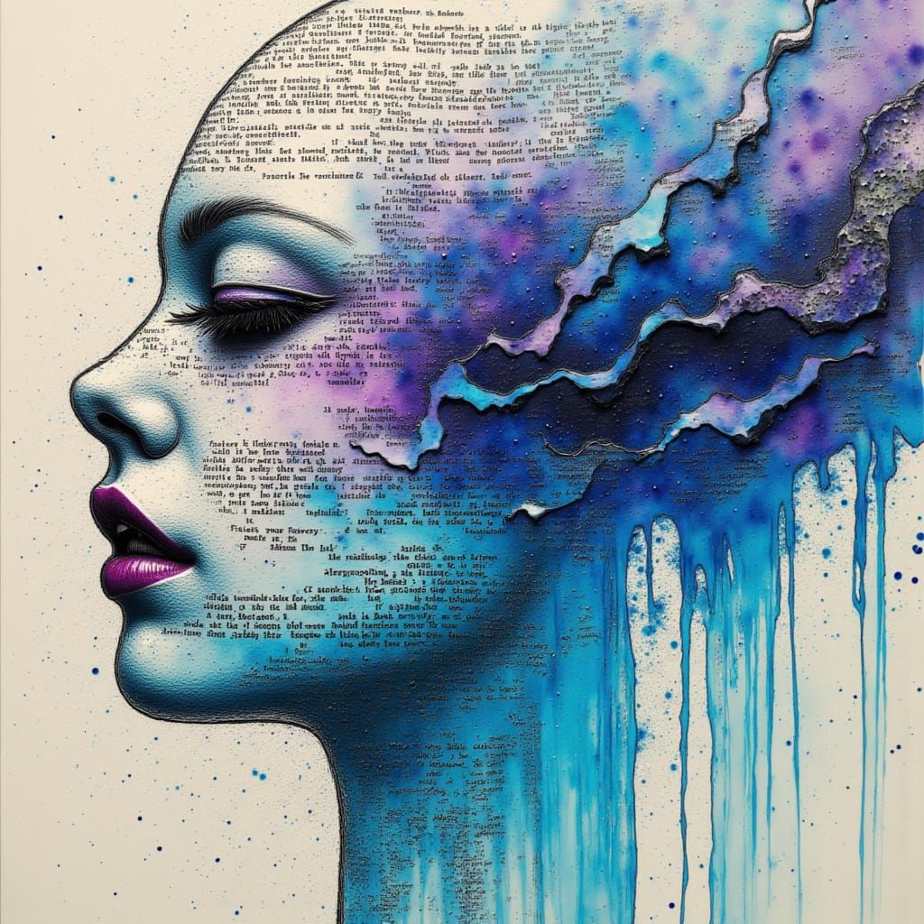 Journal Pages Transform Into Digital Code, Mixed Media Art