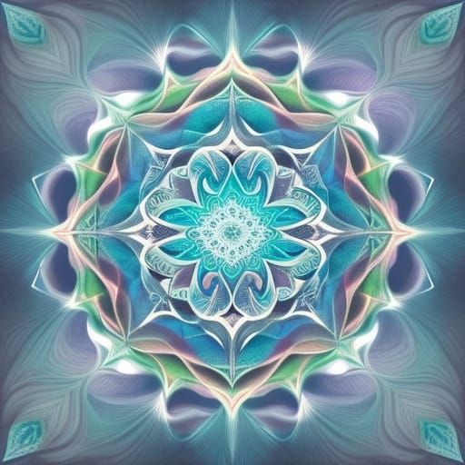 Dream Walker on Celestial Plain Over Woodland in Zentangle S...