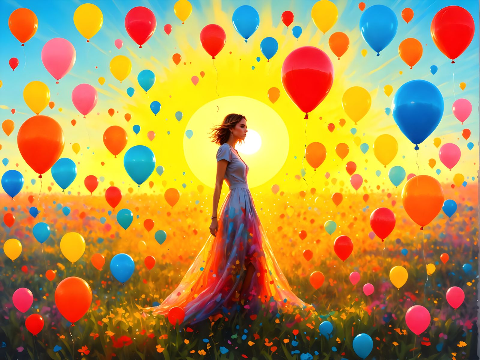 Actress in Balloon Field: Graffiti Splash Art