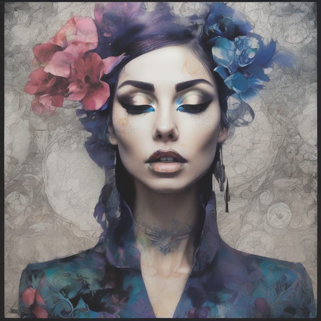 Surreal Jester Joker Girl in Cyberpunk Card Suit Wonderland