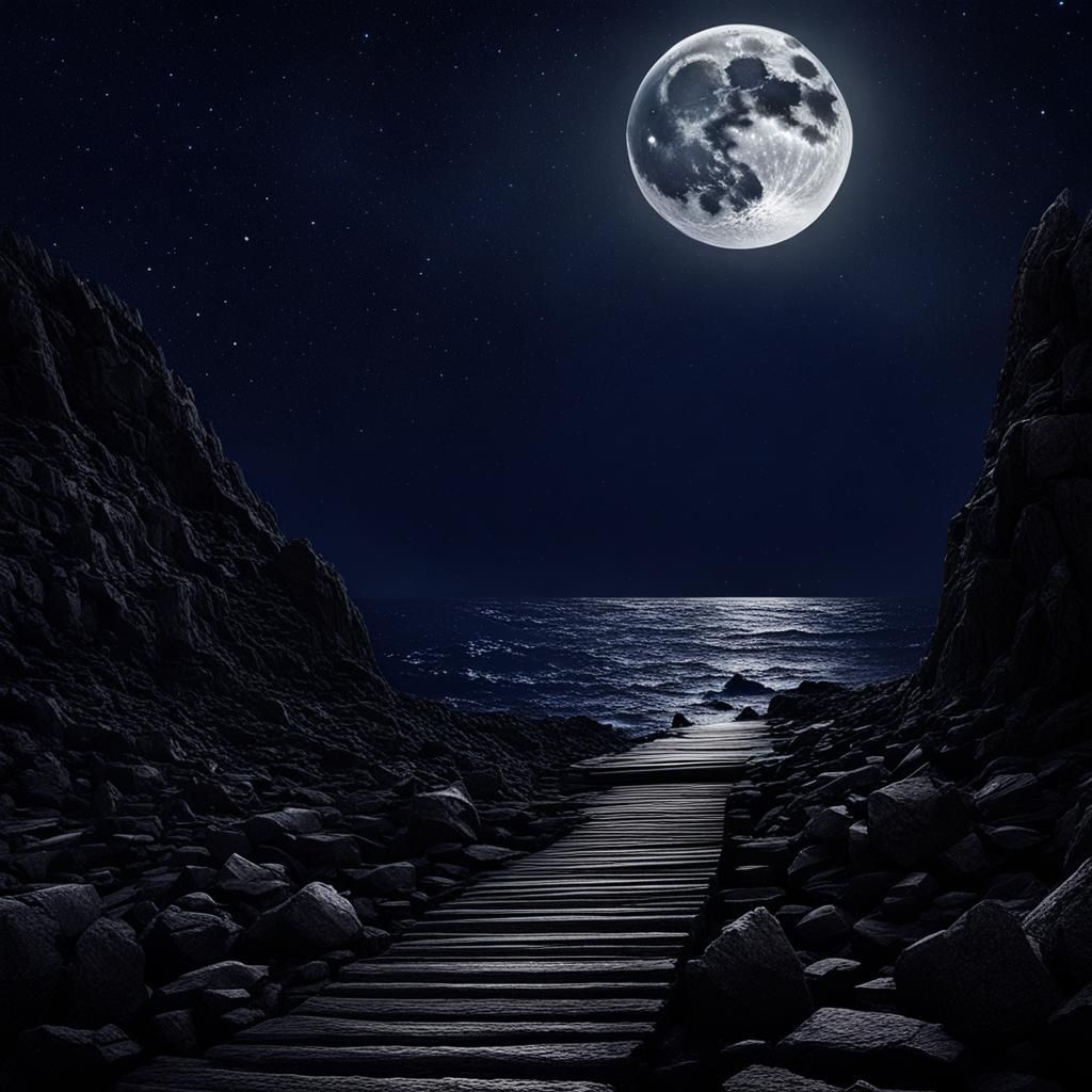 Surreal Moonlit Path to a Tunnel of Dreams