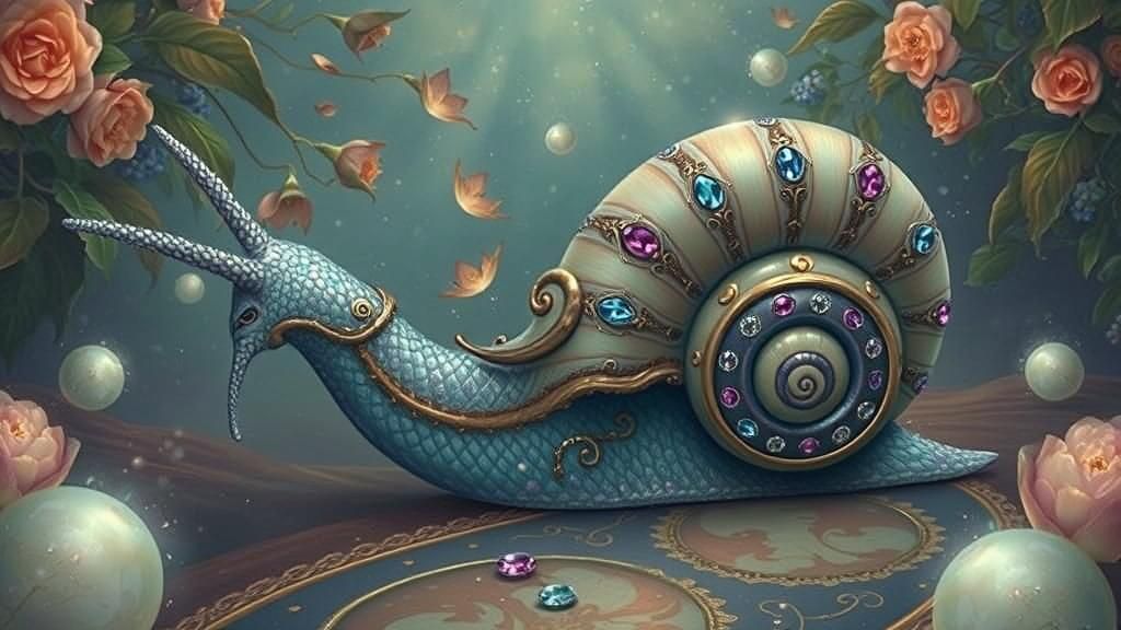 Bejeweled Snail in Moonlit Garden