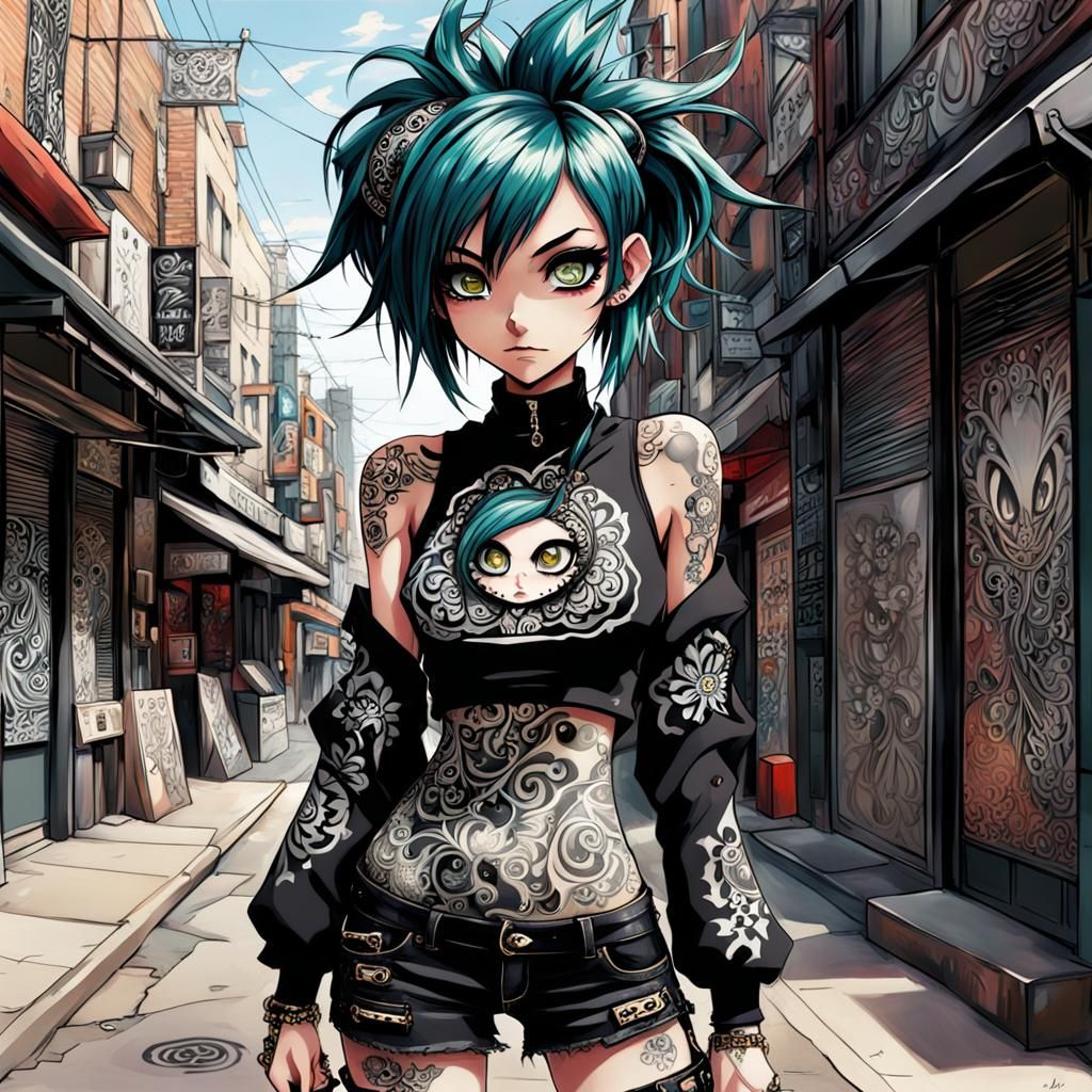 Anime Punk Girl Street Art Masterpiece