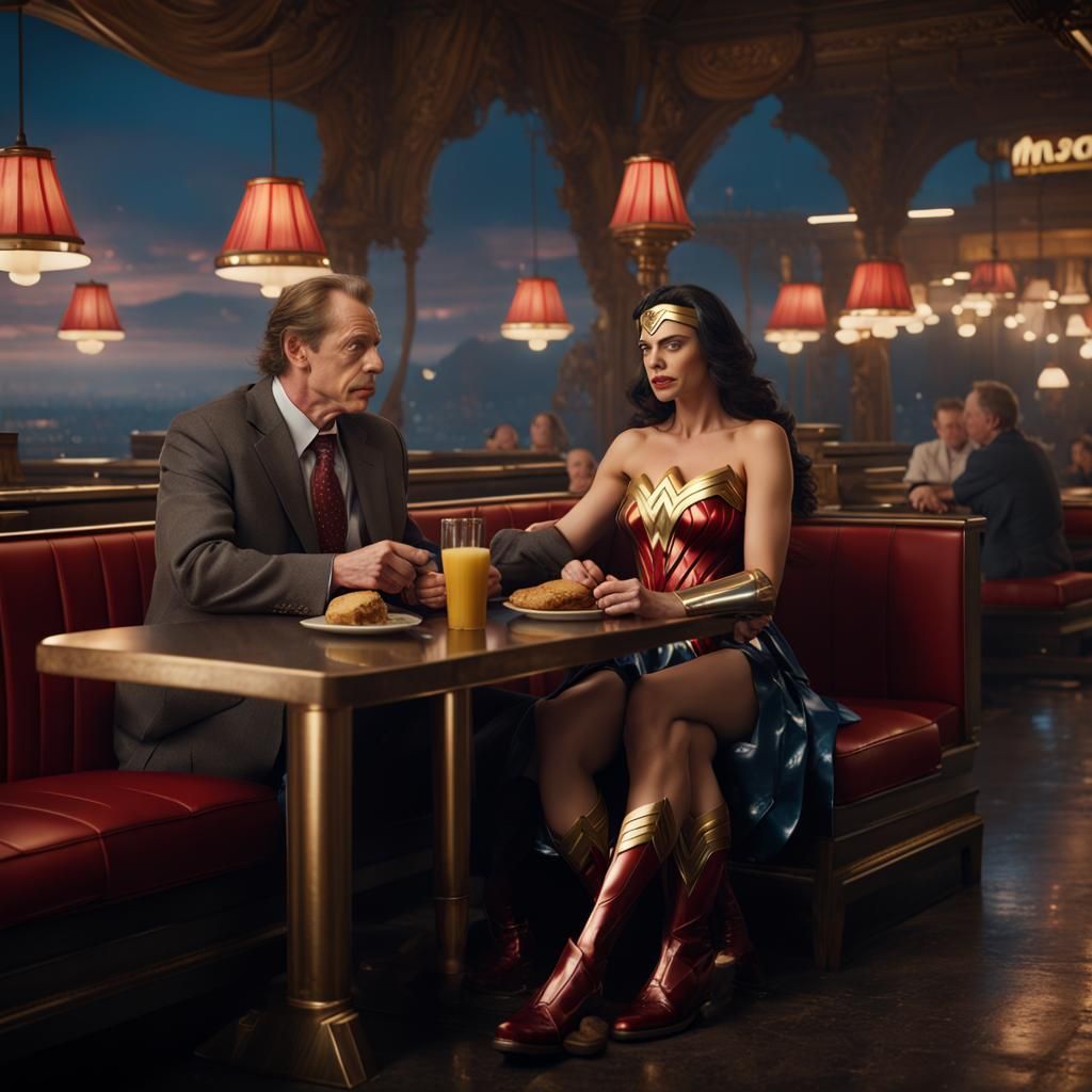 Wonder Woman on a date with Steve Buscemi