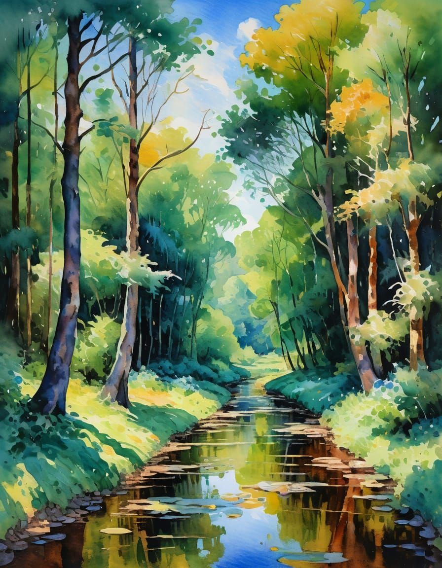Impressionist Gouache Painting with Thick Brushstrokes