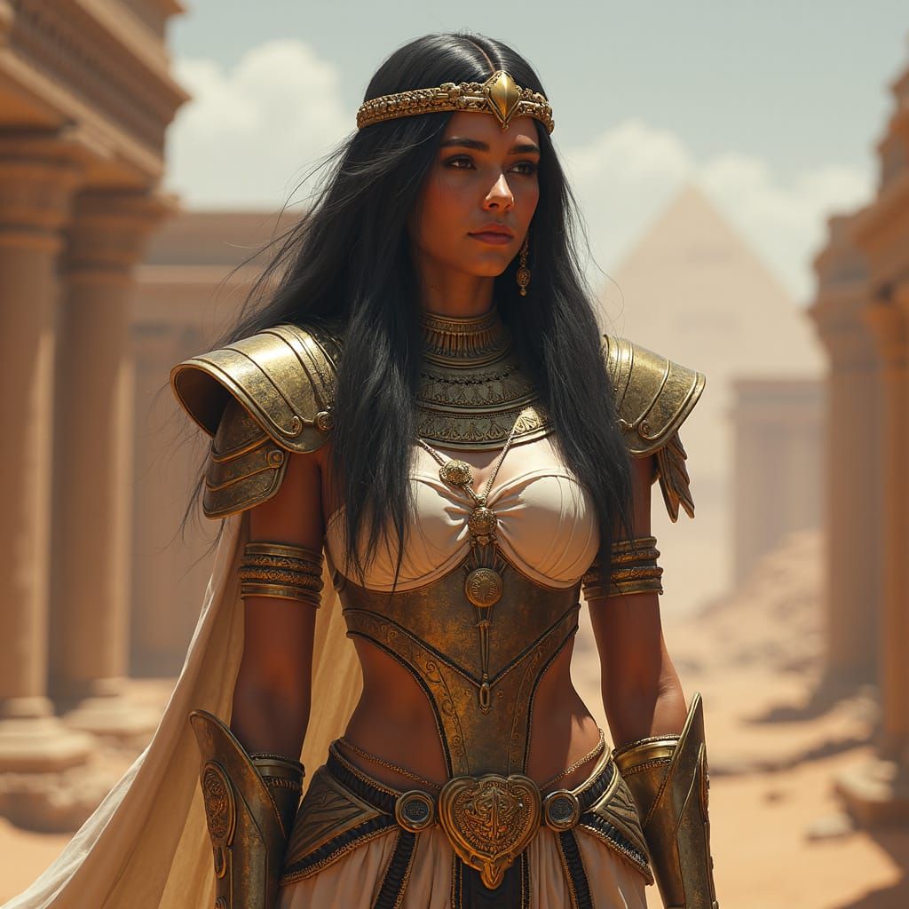 Sci-Fi Egyptian Princess in Spaceport Armor