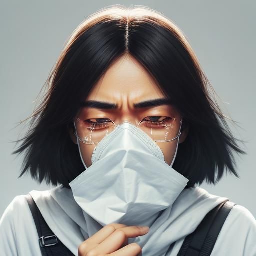 Emotional Portrait of Face Streaked with Tears