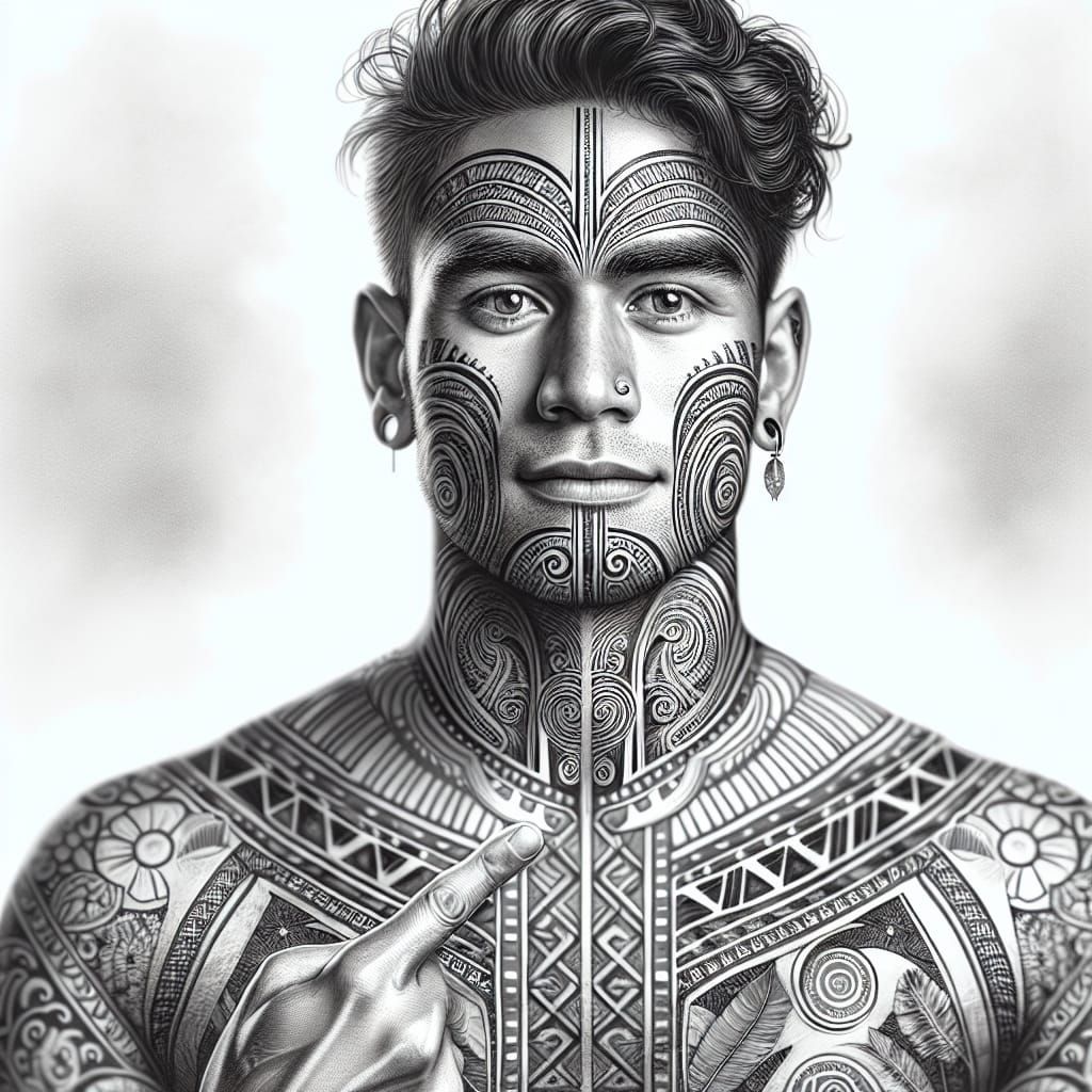 Māori Man Portrait with Traditional Ta Moko