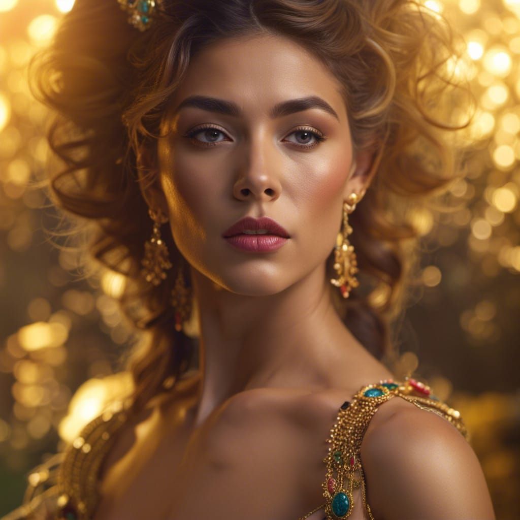 Joyous Supermodel Portrait in Rococo Style