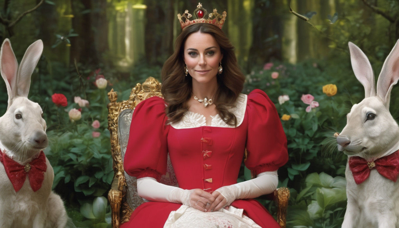 Regal Whimsy: Kate Middleton as the Majestic Queen of Hearts