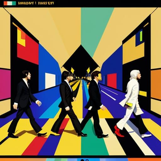 The Beatles at Abbey Road in Pop Art Style