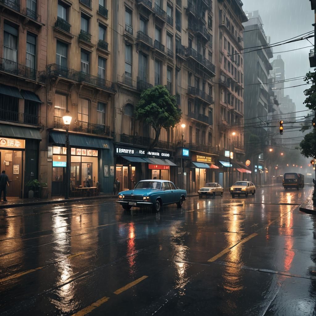 Rainy Buenos Aires: 3D Game Cinematic Render