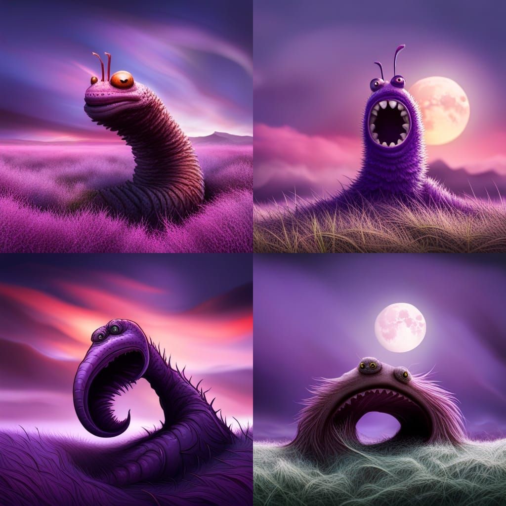 Giant Monster Worm on Purple Grass