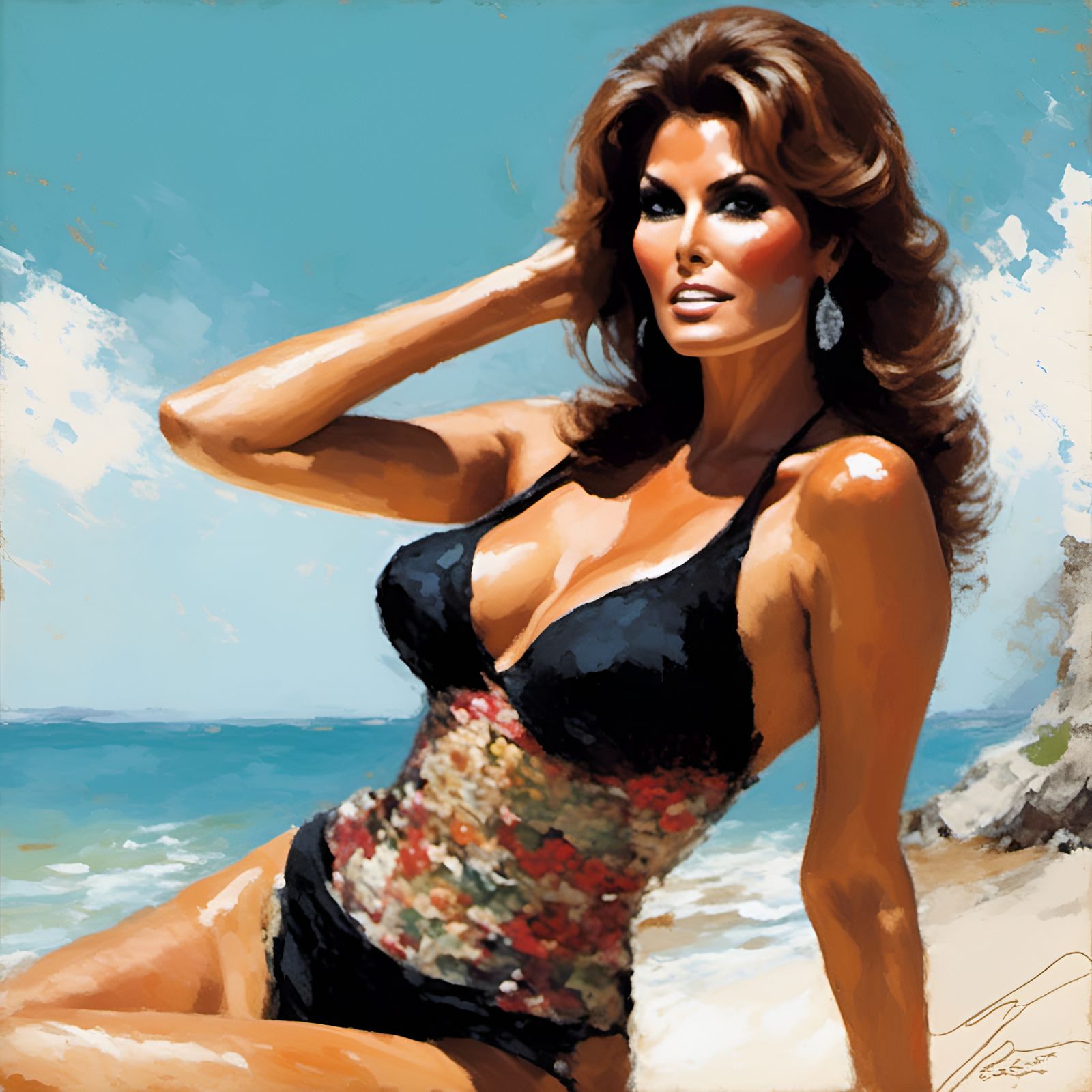 Impressionist Portrait of a Woman on the Beach