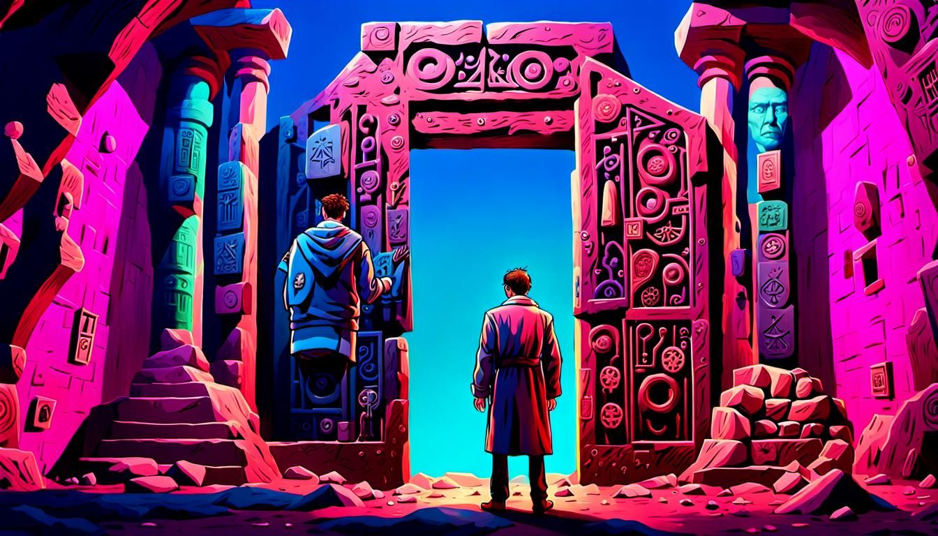 Surreal Stone Doorway Beckons in Fauvist Colors