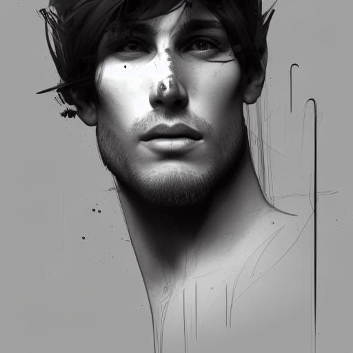 Detailed Male Portrait in Digital Art Style