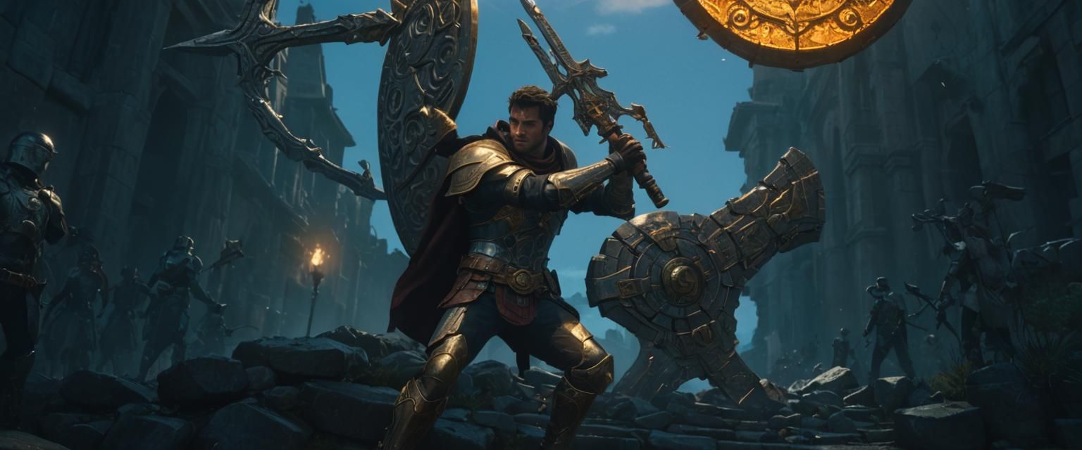 Paladin Guarding City of Sun: Cinematic Digital Art