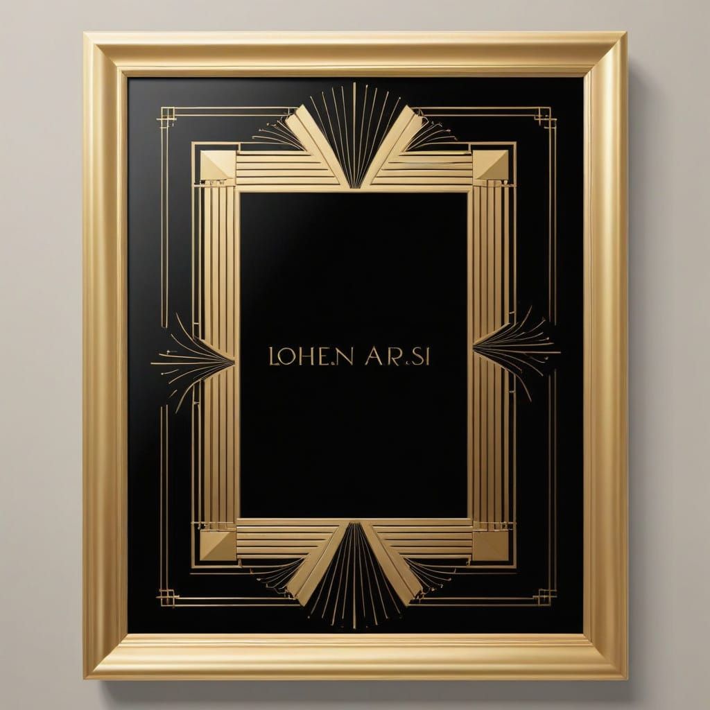 Luxurious Gold Frame with Elegant Line Art and Abstract Text...
