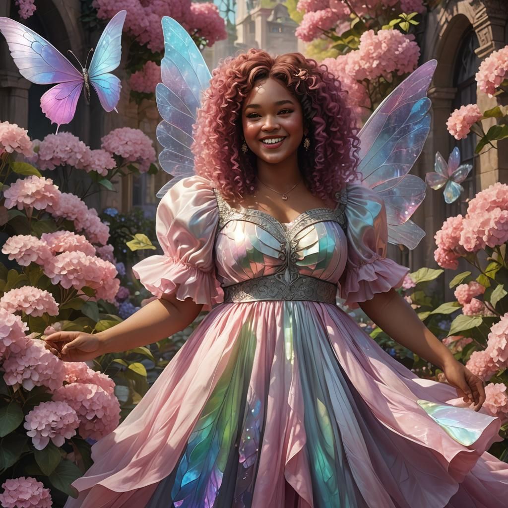 Fantasy Black Woman with Fairy Wings in Digital Art