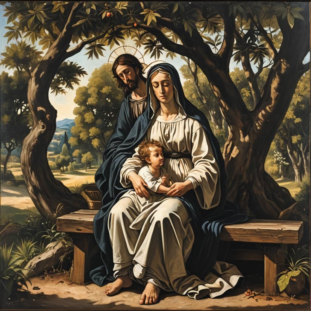Virgin Mary and Jesus in Caravaggio Style