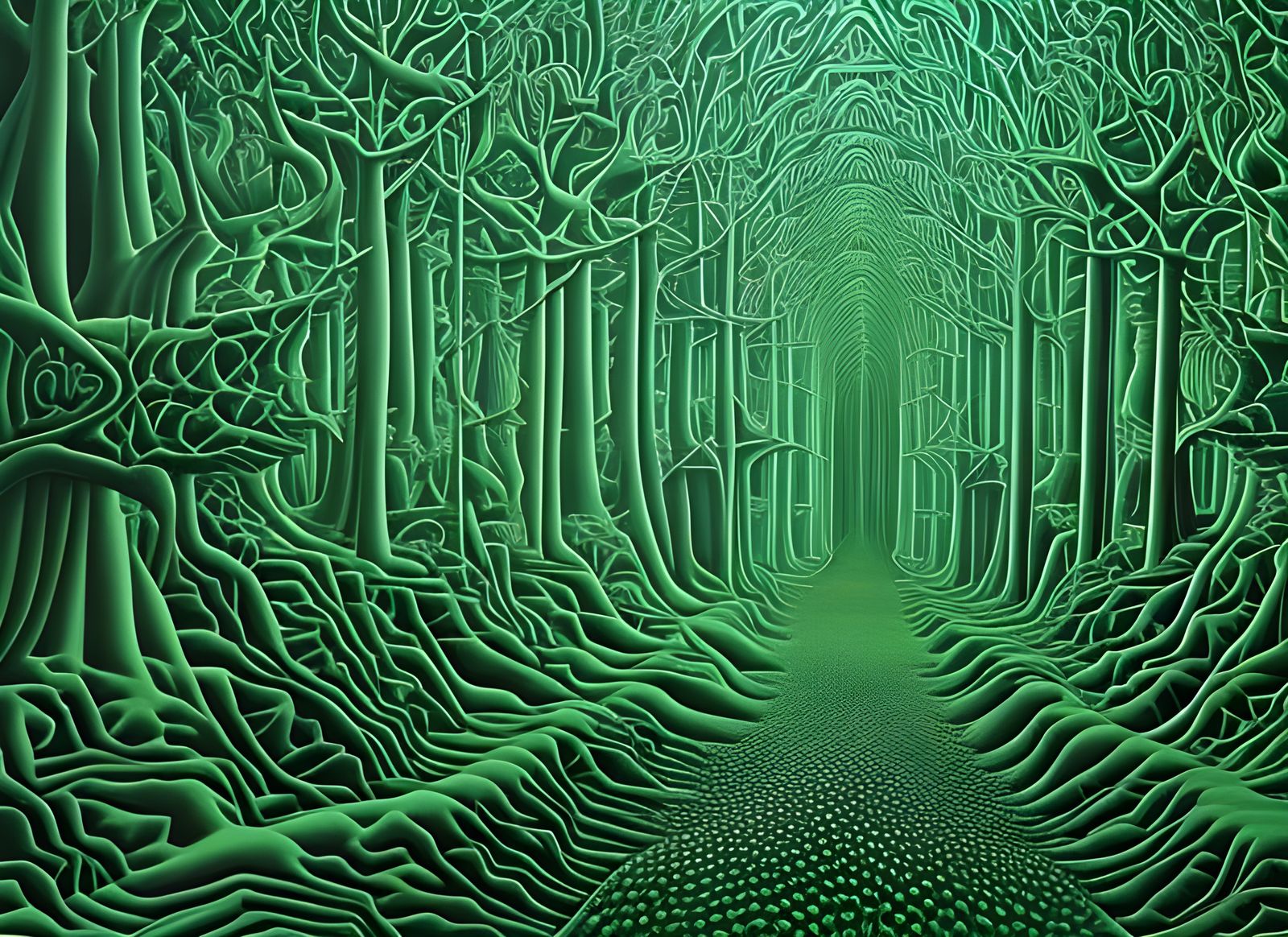 Psychedelic Dream Jungle with Eyes, Visionary Art