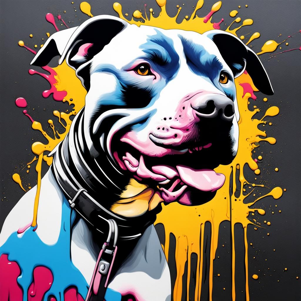 Colorful Graffiti Art of a Pitbull