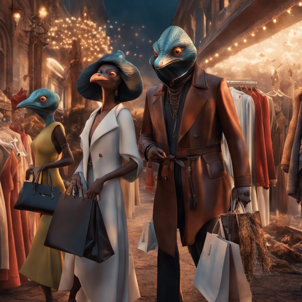 Cartoon Characters Shopping: Surreal Maximalist Art