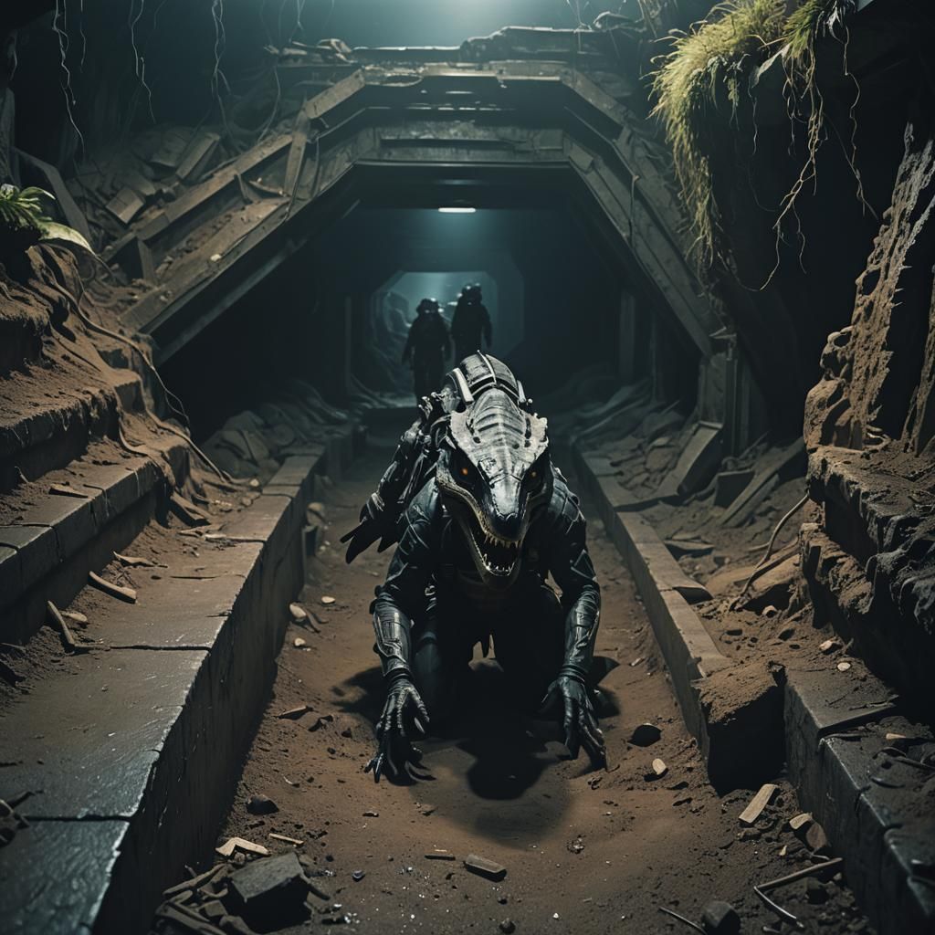 Dramatic Underworld Scene with Cinematic Lighting