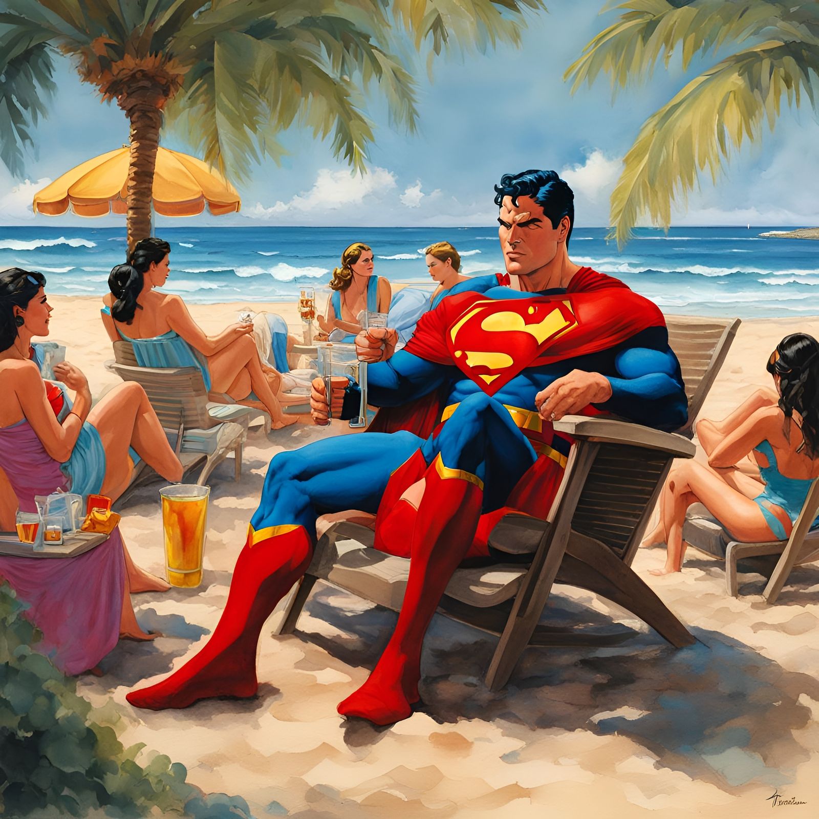 Superman's Hawaiian Holiday: Comic Art Illustration