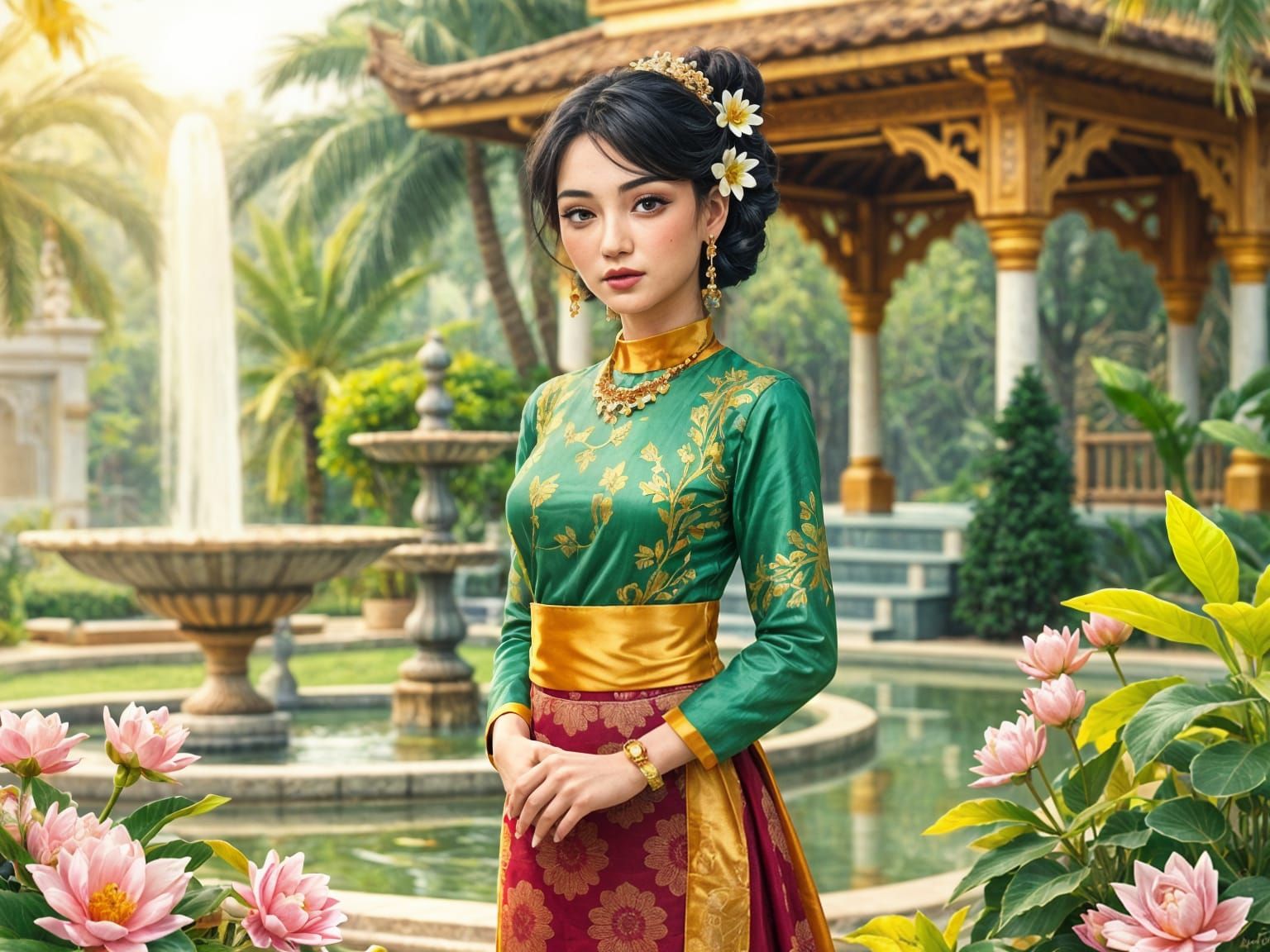 Sundanese Princess in Padjajaran Palace: Anime Style Portrai...