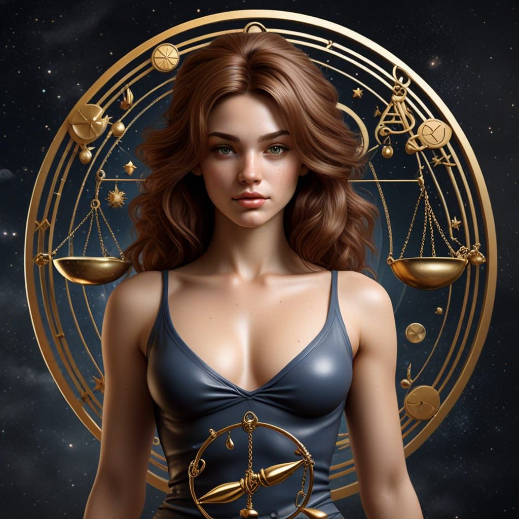 Photorealistic Woman Embodies Libra Zodiac Sign