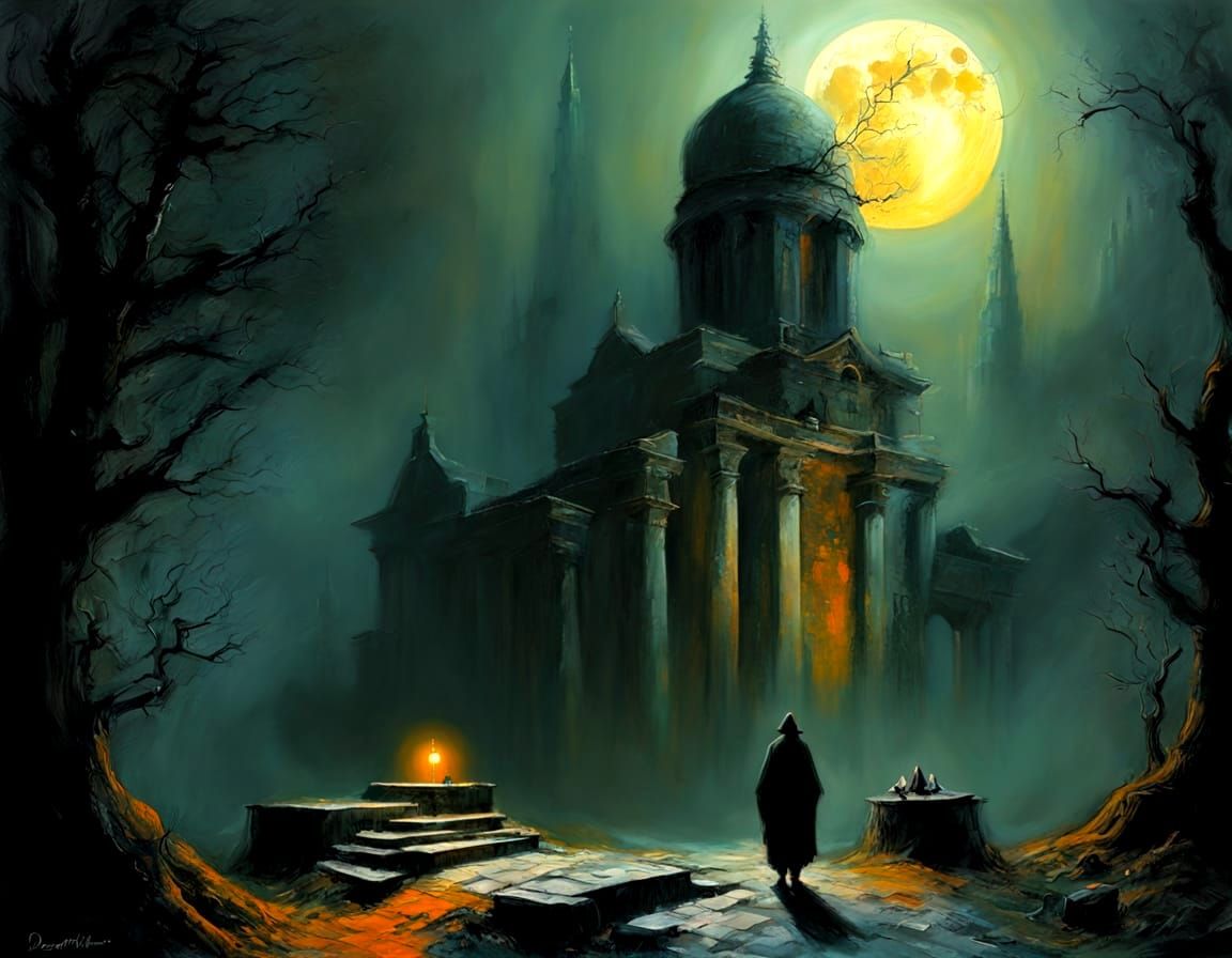 Wandering Alchemist in Dreamlike Impressionism Style