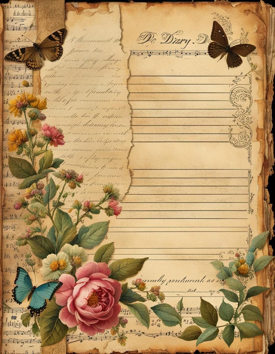 Vintage Floral Collage Journal Page