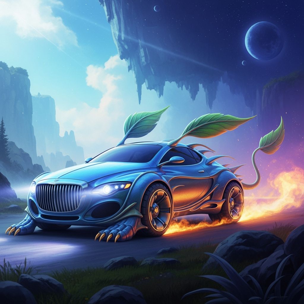 Futuristic Luxury Car as Living Creature in Ethereal Realm