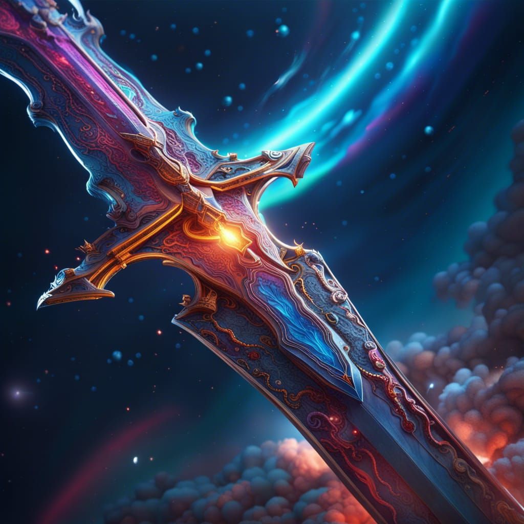 Sword Drifting Through Space: Fantasy Concept Art