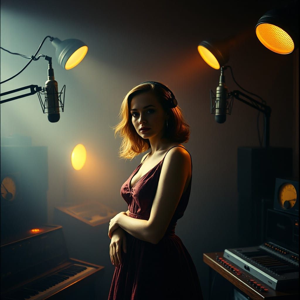 A Vintage Radio Hostess in a Nostalgic Studio