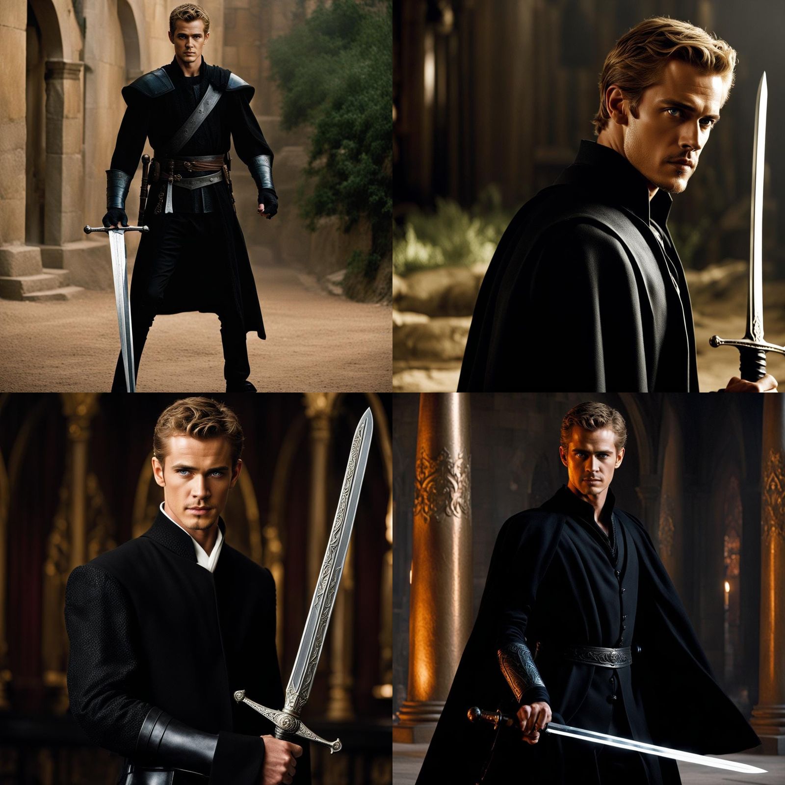 Man in Suit with Medieval Sword